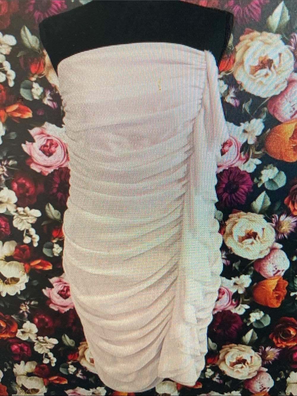 Strapless Ruched Ivory Cocktail Dress